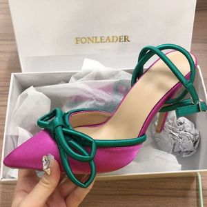 Escarpins tendance à bout couvert en soie avec nœud rouge pour femme, modèle 2025, talon fantaisie, les plus vendus - Product Image 6