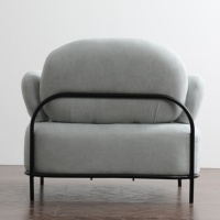 Fauteuil d'appoint moderne en velours, design courbé, avec structure en métal noir, rose blush, pour salon, siège individuel, vente en gros