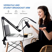 YARMEE USB Studio Condenser Mic Kit Support de bras pliant pour PC Streaming & Enregistrement Gaming Teaching