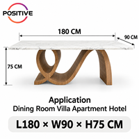Table à manger rectangulaire moderne en marbre, base en bois massif, mobilier de salle à manger de luxe, mobilier d'hôtel, OEM, sur mesure, vente en gros