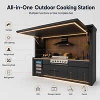 Îlot de cuisine extérieur haut de gamme 2026 avec évier et réfrigérateur pour les États-Unis