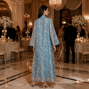 Robe longue élégante de luxe en polyester à col en V, broderie en maille, sequins, grande taille, pour fêtes, soirées, <span class=keywords><strong>occasions</strong></span> formelles, Abaya - Product Image 6