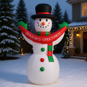 Muñeco de Nieve Inflable Navideño de 6 Pies, Decoración Navideña para Jardín, Material de PVC, Bufanda con Diseño de Saludos Navideños - Product Image 2