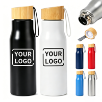 Botol Air Stainless Steel Lapis Tunggal 500mL dengan Lapisan Bambu, Custom LOGO Grosir, Botol Air Portabel, Termos
