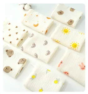 27*27cm Absorbent Kids Face Towel 100% Cotton 4 Layers Muslin Baby Washcloth Towels
