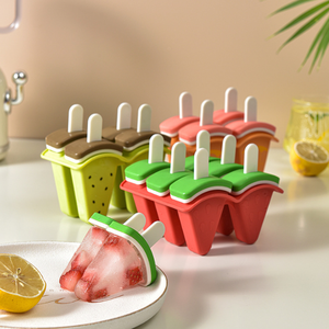 Moule en <span class=keywords><strong>silicone</strong></span> créatif pour fruits, écologique, pour la maison, avec couvercle pour bâtonnets de sucettes glacées en PP, pour la fabrication de glaces en forme de pastèque - Product Image 5