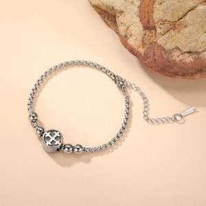 Bracciale da uomo Myshape Vintage Albero della Vita con ciondoli Girasole, Trifoglio, Artiglio di Lupo, Croce di Gerusalemme in Acciaio Inossidabile - Gioielli Portafortuna - Product Image 6