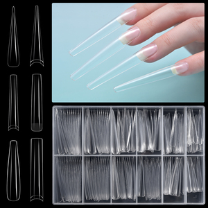 KADS 180 piezas/caja, puntas de uñas transparentes 5XL extra largas sin rastro, uñas postizas de ABS para extensión de uñas de gel acrílico - Product Image 4