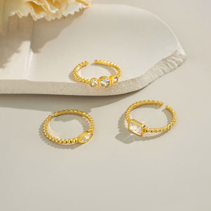 FUAMAY 925 стерлингового серебра 18K позолоченное циркониевое кольцо изящное модное геометрическое циркониевое Открытое кольцо Marquise CZ Anillo кольцо - Product Image 3