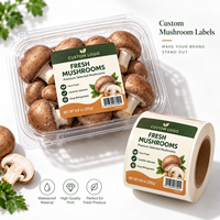 Étiquettes personnalisées imprimées pour l'emballage des champignons, autocollants imperméables imprimés pour la marque des produits frais