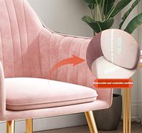 Fauteuil contemporain en velours rose avec pieds en métal doré, chaise d'appoint confortable pour salon, villa, salle de réception