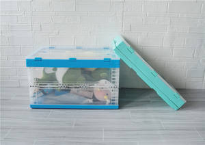 リサイクル可能な折り畳み式積み重ね可能プラスチック製ソリッドボックス透明表面ロジスティクス保管 & 家庭服整理 - Product Image 4