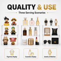 Ensemble de présentoirs surélevés en acrylique transparent personnalisé pour bijoux, montres, cupcakes, présentation sur comptoir de magasin de détail