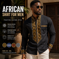 Kemeja Cetak Afrika Khusus Pria Lengan Panjang Kemeja Dashiki Pakaian Etnik Tradisional Produsen Label Pribadi OEM ODM