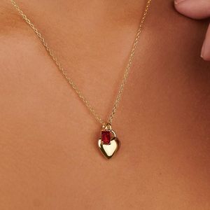 Shama Gems Jewels - Collar con Colgante de Corazón Hecho a Mano en Plata de Ley 925 con Piedra de Nacimiento, Chapado en Oro y Circonita, Colgantes Finos para Compromiso - Product Image 1