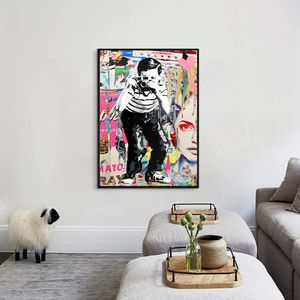 Décor à la maison Banksy Graffiti abstrait garçon <span class=keywords><strong>singe</strong></span> affiches imprime rue à la main abstrait banksy <span class=keywords><strong>pop</strong></span> <span class=keywords><strong>art</strong></span> peinture à l'huile - Product Image 5