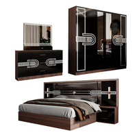 Ensemble de meubles de chambre à coucher de luxe royal pour hôtel, comprenant une armoire et un lit king size en bois massif, style américain