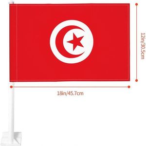 Drapeaux de voiture tunisiens en gros 12x18 pouces, bannière décorative à clipser pour fenêtre extérieure de camions - Product Image 4