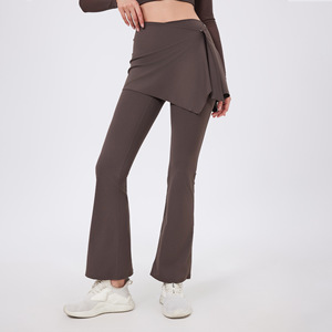 Women's 2-in-1 Flared Yoga Pants with Skirt Overlay High Waist Tummy Control <b>Leggings</b> <b>Butt</b> <b>Lifting</b> Quick Dry Activewear Trouser - Product Image 1