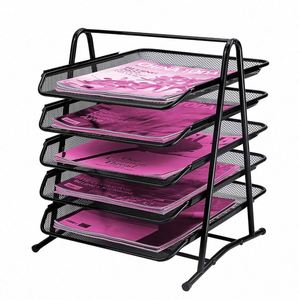 5 Tier Mesh Metal <b>File</b> <b>Organizer</b> Office Desk <b>Organizer</b> with Filing Trays Holder Paper Holder Stacking Document Trays Letter Tray - Product Image 1