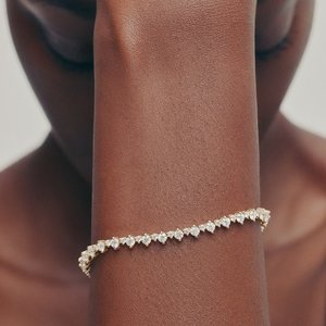 Bracelet Chaîne Personnalisé Premium pour Femme, Sertissage Diamant, Argent Sterling 925 Plaqué Or, Style Hip Hop, Bijoux Fins et Élégants - Product Image 2