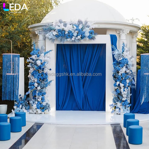 ฉากหลังงานแต่งงาน LEDA ตกแต่งงานอีเว้นท์ โครงประตูโค้ง PVC สีขาวทรงสี่เหลี่ยมทันสมัย ประดับด้วยดอกไม้สีฟ้า - Product Image 1
