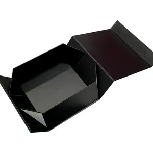 Grosir tutup penutupan magnetik lipat hitam pakaian flip kemasan makanan siap untuk dikirim kotak hadiah lipat