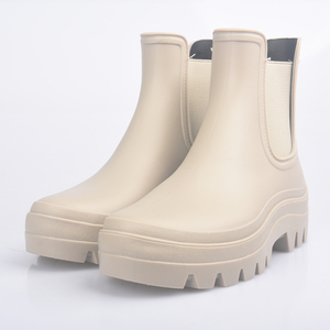 Bottes de <span class=keywords><strong>pluie</strong></span> pour femmes en PVC à semelle épaisse, couleur <span class=keywords><strong>beige</strong></span> clair - Product Image 1