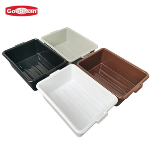 Tinas de almacenamiento de autobús comercial Caja de mano de inyección rectangular de PP negro con asas Lavabo de 8 litros - Product Image 3