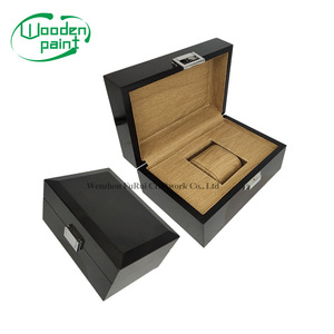 hot sales factory stock high grade Custom logo printed luxury black natural single watch packaging display wooden giftbox