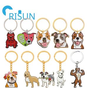 พวงกุญแจโลหะแบบกำหนดเองขายส่ง สำหรับคนรักสุนัขพันธุ์อเมริกันพิทบูลเทอร์เรียร์ ของขวัญพวงกุญแจเคลือบสี - Product Image 1
