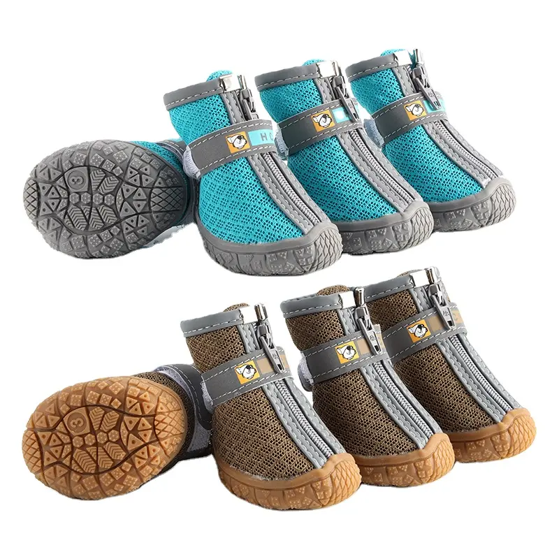 Amazon hot selling outdoor breathable pet shoes and socks mesh soft bottom Teddy shoes for small dog