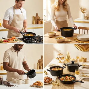 Ustensiles de cuisine, ensemble de casseroles en fonte, poêle <span class=keywords><strong>Ron</strong></span>, revêtement antiadhésif, ensemble de casseroles noires - Product Image 6