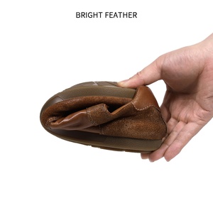 BRIGHT FEATHER Chaussures Rétro Marron <span class=keywords><strong>en</strong></span> <span class=keywords><strong>Cuir</strong></span> Véritable Peintes à la Main à Lacets Respirantes Décontractées pour Hommes Faites à la Main - Product Image 2
