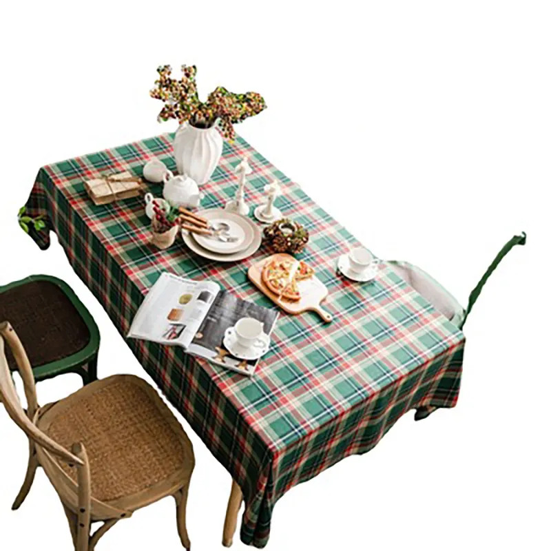 Tablecloth green lattice Christmas Day tablecloth American cloth rectangle