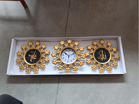 Set Jam Dinding Islami Emas Logo Kustom Kaligrafi Arab 3 Buah Grosir Dekorasi Rumah Set Jam Dinding Arab Emas Dekoratif