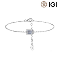 Bracelet minimaliste en or massif 18 carats RINNTIN LBB05, chaîne fine et délicate, diamant de laboratoire VVS, pour femmes.