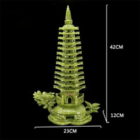 Vente en gros de pierres de guérison Feng Shui, statue de dragon tortue en jade vert naturel, pagode Wenchang, décoration pour la maison et le bureau