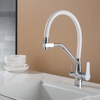 Robinet de cuisine extractible et rotatif en acier inoxydable 304 multicolore pour évier, avec fonction double eau chaude et froide et robinet d'eau purifiée