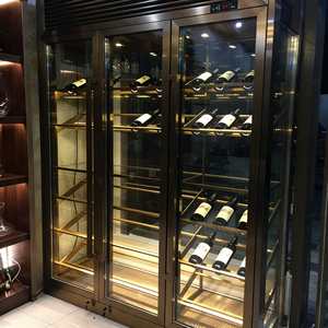 Enfriador de Vino de Acero Inoxidable de Fábrica Foshan, Enfriador Dorado Independiente con Vitrina Integrada, Refrigeradores Eléctricos - Product Image 4