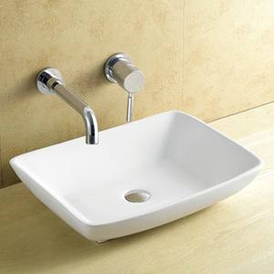 Wastafel keramik persegi panjang gaya <span class=keywords><strong>Euro</strong></span> Modern putih konter atas 8184 tanpa lubang keran bersertifikat 900untuk penggunaan Hotel - Product Image 2