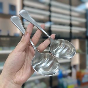 Cuchara de sopa de acero inoxidable, gran forma de huevo con boca profunda para uso doméstico y en restaurantes, cuchara duradera para comer - Product Image 3