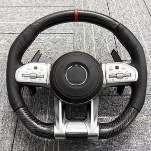 <span class=keywords><strong>Volant</strong></span> en cuir perforé sergé personnalisé en fibre de carbone pour Mercedes-Benz W205 W214 2015-2026 <span class=keywords><strong>CLA</strong></span> GLA <span class=keywords><strong>45</strong></span> C63 CLS63 E550 <span class=keywords><strong>AMG</strong></span> - Product Image 1