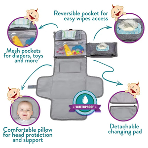 Station de voyage pliable portable pour le change de couches de bébé nouveau-né avec housse imperméable pour bébé et poche pratique - Product Image 4
