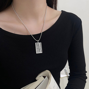 Collar con Colgante de Ábaco en Plata de Ley S925, Diseño Geométrico, Engaste de Bisel, Uso Diario, DJ408 - Product Image 1