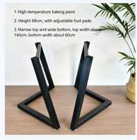 Pieds de table trapézoïdaux en fer noir robustes, installation facile, design industriel moderne pour tables à manger/tables basses domestiques