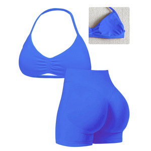 Women Seamless 2 Piece Yoga Leggings Set High Waist Sports Bra Scrunch Shorts Quick Dry Fitness Activewear - Product Image 5