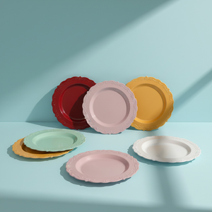 कस्टम थोक pp 7.5in 10 रंगीन डिस्पोजेबल डाइनिंग प्लेट्स पूर्ण आकार चार्जर प्लेट प्लास्टिक व्यंजन रात के खाने की प्लेट - Product Image 2