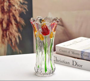 Jarrón de <span class=keywords><strong>Cristal</strong></span> Moderno Pintado a Mano, Jarrón de Flores de <span class=keywords><strong>Cristal</strong></span> Transparente y Duradero <span class=keywords><strong>para</strong></span> Decoración de Mesa de Salón u Hotel - Product Image 2