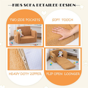 Children's Plush <b>Sofa</b> Chair With Armrests For 2 To 4 Years Old <b>Kids</b> Reading Corner Soft Fabric High Elasticity Foam Filling - Product Image 4